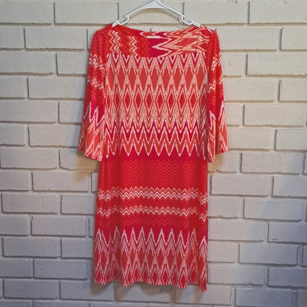 Donna Morgan Beautiful Vibrant 3/4 Sleeve Midi Dress. NWOT